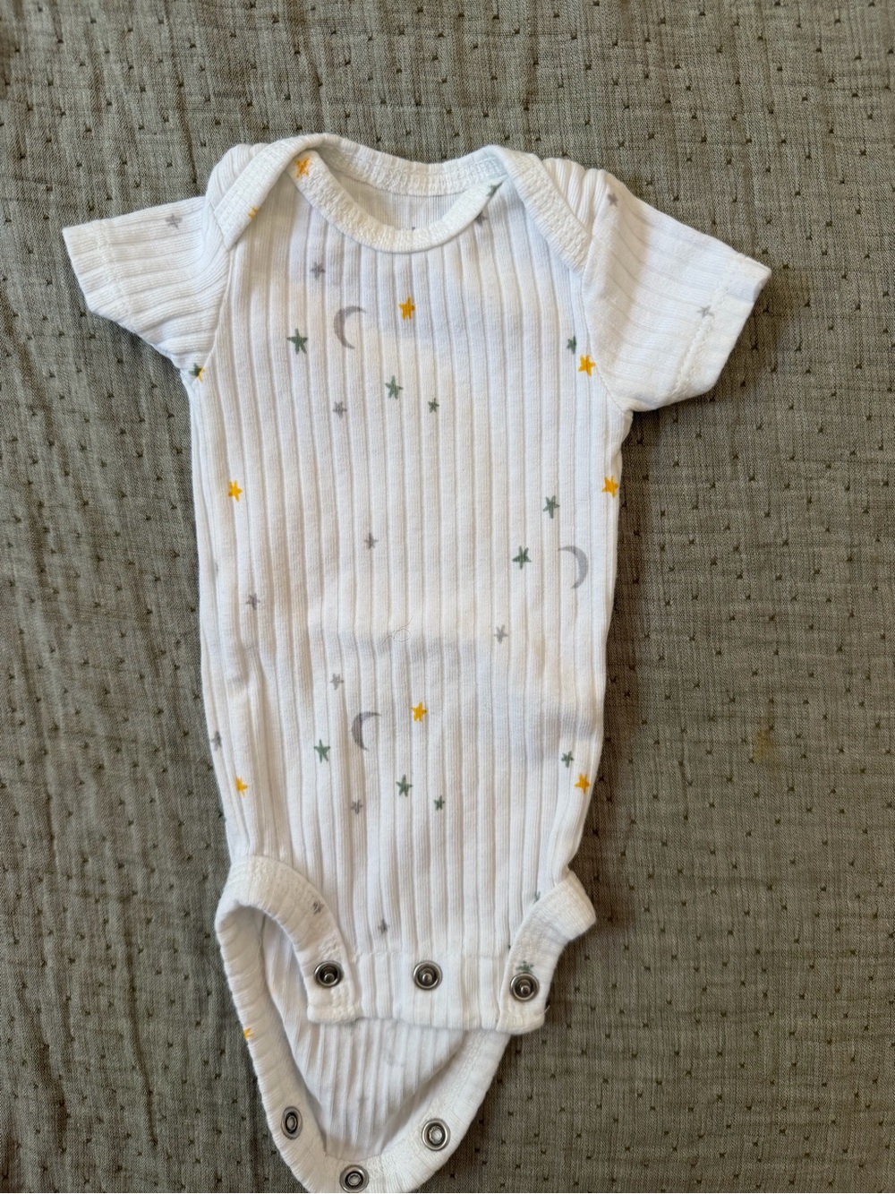 Carter's White Ribbed One-Piece with Moon & Star Print